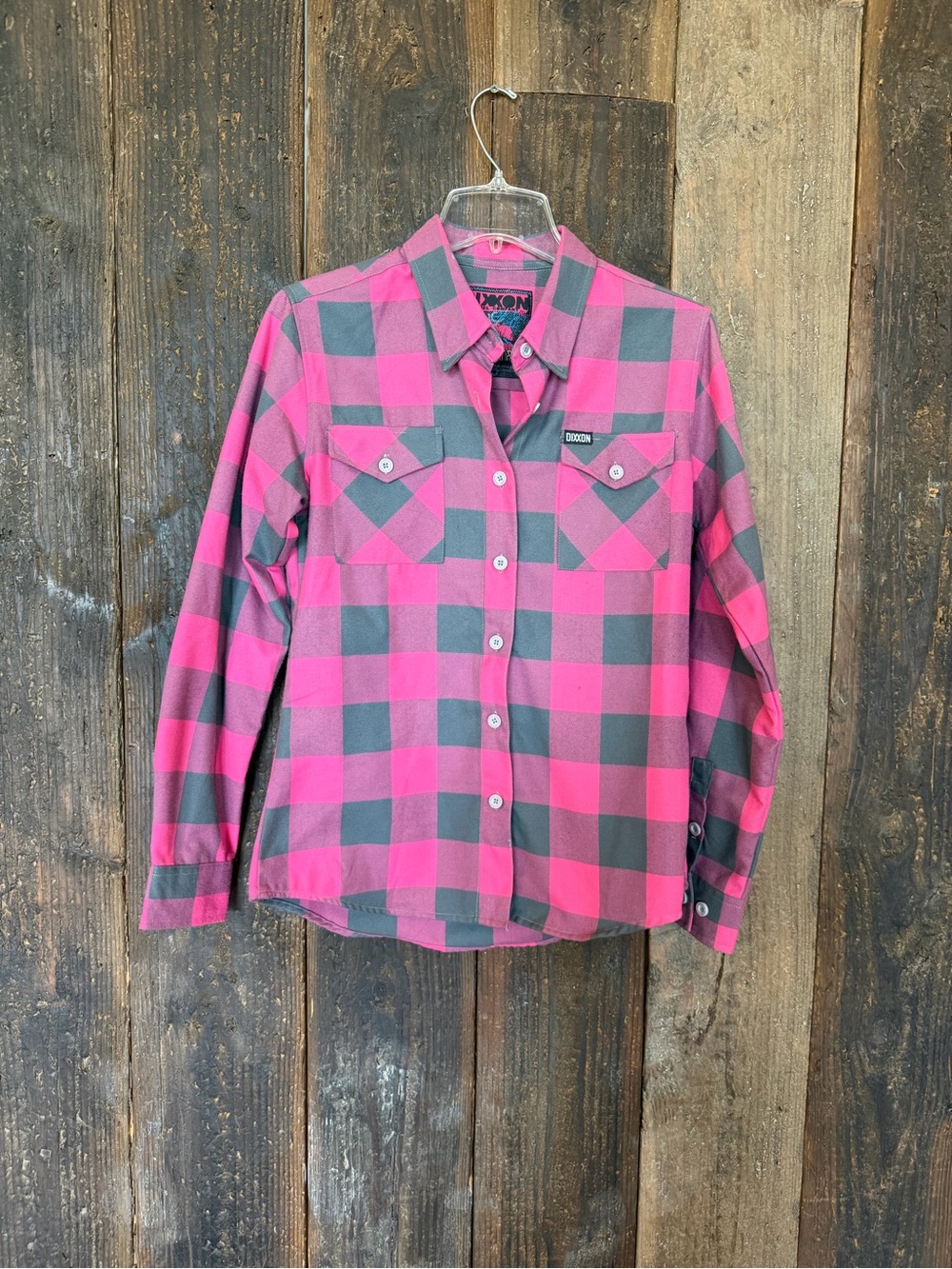 Dixon Flannel Co The Elektrik Shirt Size M Pink Gray Buffalo Plaid Biker Alt